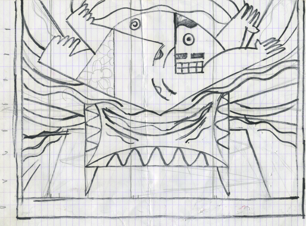 Claude Closky, ‘Trampoline,’ 1984, preparatory drawing, lead pencil and felt-tip pen on paper, 14,2 x 18,7 cm.